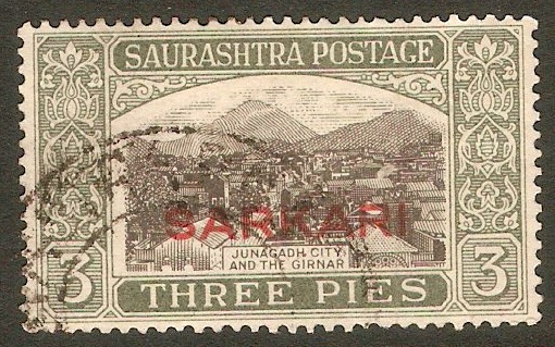 Soruth 1929 3p Black and blackish green - Official stamp. SGO1a.